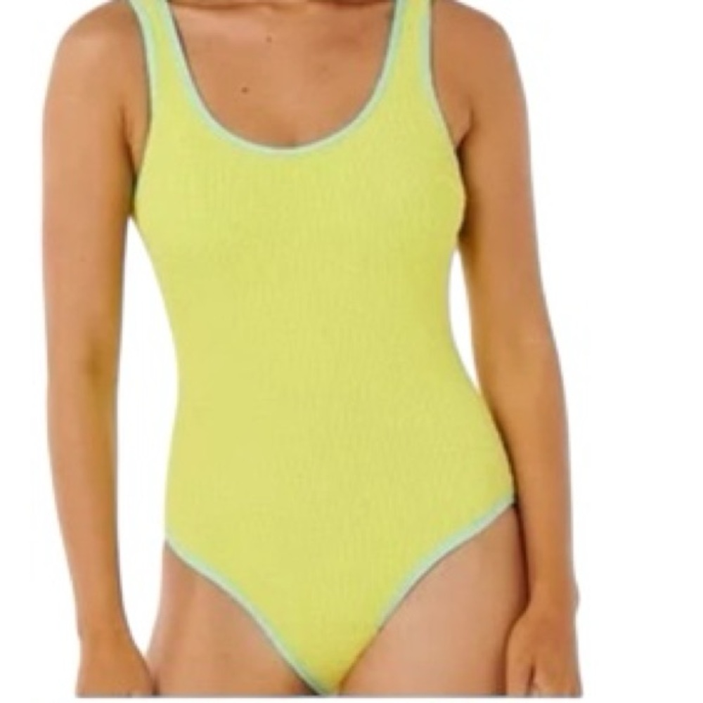 MICHAEL MICHAEL KORS one piece neon limeaid U back swimsuit size 8 NWT